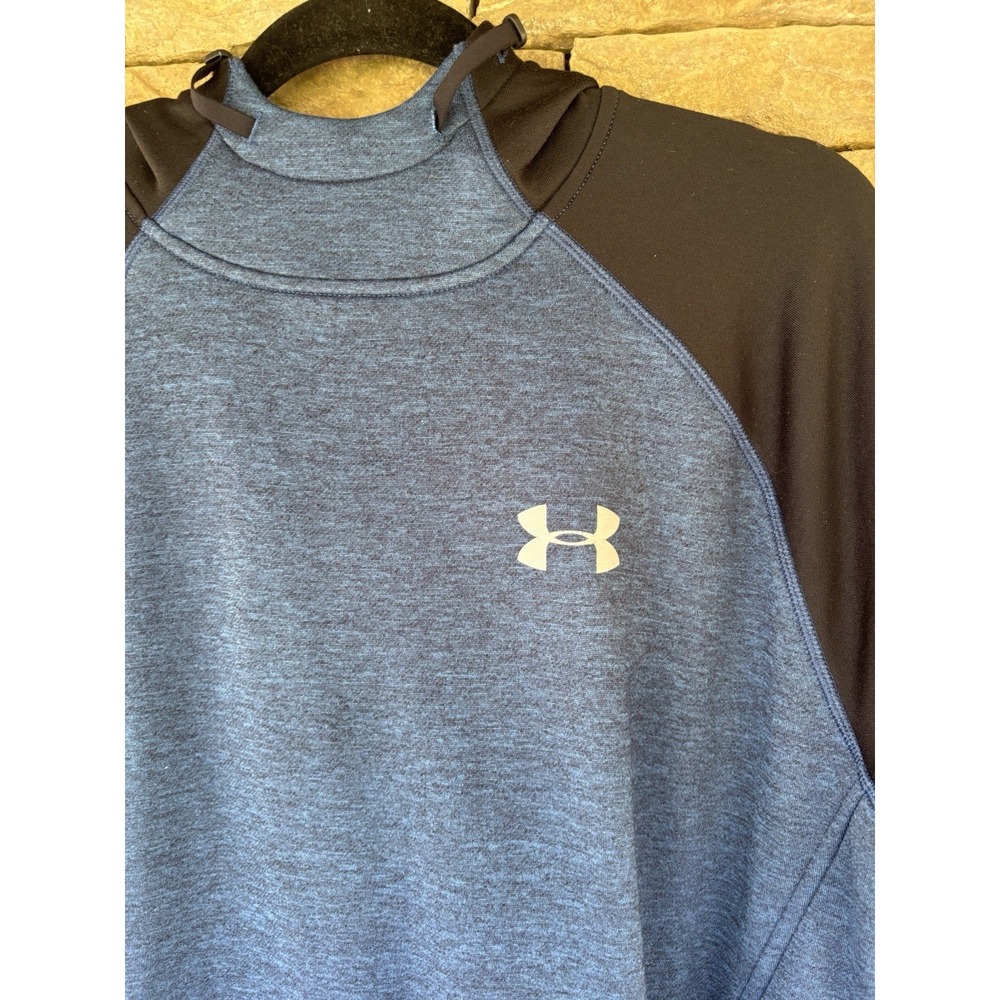 Under Armour Hoodie. Men's Large Navy Black Loose Zip Pockets‎ - Picture 2 of 6